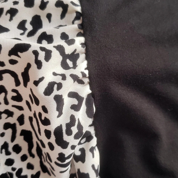 Beeson River Tiered Dress XL Extra Large Black White Animal Print Ruffle Comfy - Picture 11 of 13